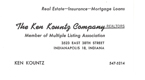 Ken Kountz's Real Estate Business Card