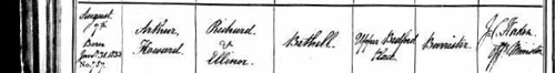 Arthur Howard Bethell's Birth Record
