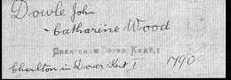 John Dowle and Catherine Wood's marriage record